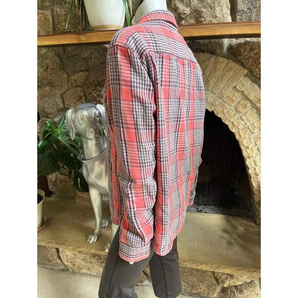 Outerknown Blanket Flannel Long Sleeve Pink Plaid Button Down Shirt Women's XL - Picture 3 of 6